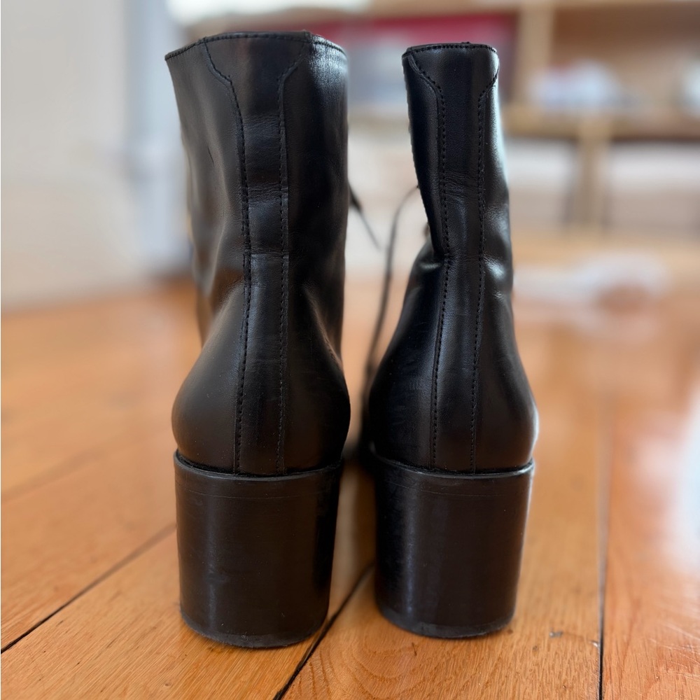 Freda Salvador Black Leather Ace Combat Lace-Up Boots 8 - Picture 6 of 9
